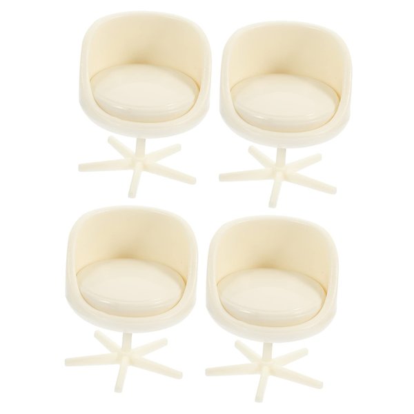 TOYANDONA 4pcs Dollhouse Armchair Miniature Office Chair Dollhouse Rotatable Chair Miniature Chairs Dollhouse Egg Chair Miniature Stool Mini Stool Doll House Decors White Set Furniture Abs
