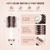 Hair Trends Travel Hair Dryer Brush, Nano Titanium 2 Inch One Step Hair Dryer & Styler Volumizer, Mini Oval Hot Air Brush, White and Rose Gold, HB004