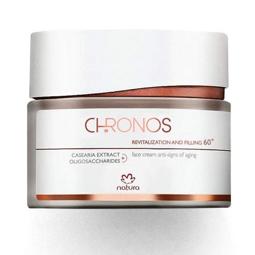 natura - Chronos Revitalization and Filling 60+ Face Cream - Anti-Signs of Aging Moisturizer with Caseria Extract Correcting Wrinkles, Stimulating Hyaluronic Acid Production - Vegan Skincare - 40g