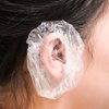 Lystaii 200pcs Clear Disposable Ear Protectors Ear Covers Waterproof Ear Shower Cap Ear Protector Caps Elastic for Hair Dye, Shower, Bathing, Salon, Spa Home Hotel Use
