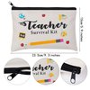 24pcs Teacher Appreciation Gifts 4 Makeup Pouch Cosmetic Bag and Teach Blessing Card Bracelets with Greeting 16 Hair Ties No Crease Ribbon Elastic Ponytail Holder