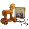 Johnny World - Ancient Toys - Wooden Trojan Horse Pull Toy with Hardcover Book! Teach Children About History Through Interactive Play