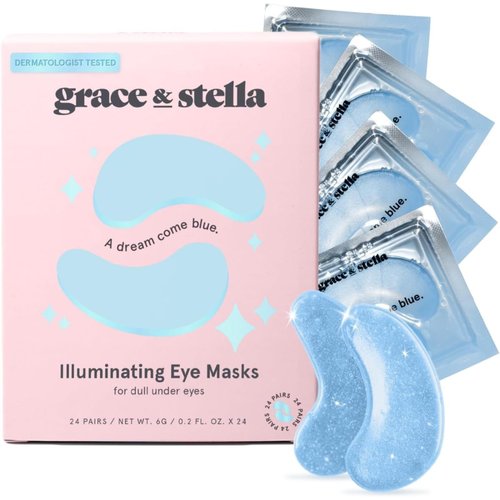 grace &amp; stella Award Winning Under Eye Mask (Blue, 24 Pairs) Reduce Dark Circles, Puffy Eyes, Und...