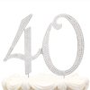 Hatcher lee Bling Crystal 40 Birthday Cake Topper - Best Keepsake | 40th Party Decorations Silver