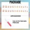 IMSOHOT Short Press on Nails Square Fake Nails White French Tips False Nails with Kitten Print Designs Cute Glossy Glue on Nails 24Pcs Rhinestone Star Stick on Nude Nails for Women and Girls