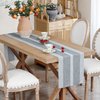 Farmhouse Braided Striped Table Runner Rustic Embroidery Coffee Table Runners for Decorations Weddings Holiday Grey 13x72inch