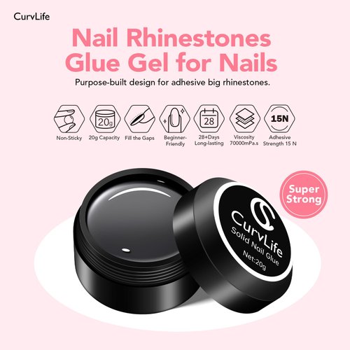 Curvlife Soft Gel X Nails Curvlife Solid Nail Glue Gel - 15g Nail Gel for Press On Nails, Upgrade 3 in 1 Nail Gel for Fake Nails Soft Gel Full Cover Nail Tips For Nail Strengthen UV Light Cured