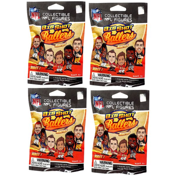 Teenymates Party Animal Big Shot Ballers 2020-21 NFL Series 1 Figures Blind Bags Gift Set Party Bundle - 4 Pack