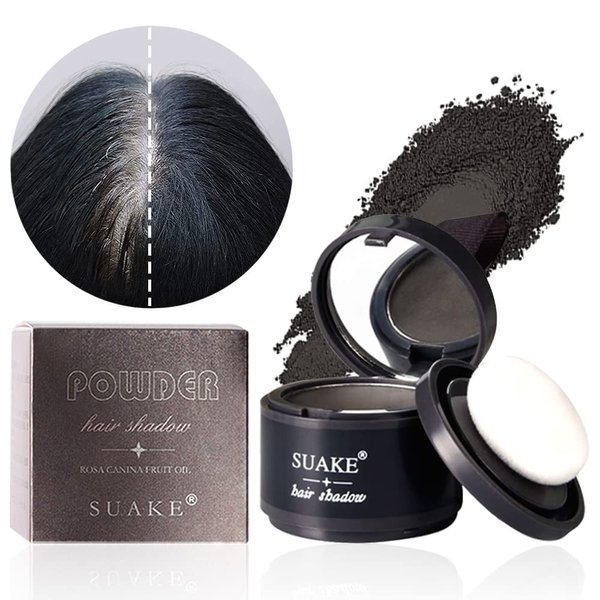 Hair Shadow Powder,Black Hairline Powder Quick Cover Stain-Proof 48 Hour Formula Locks On for Full Body Hair &Beard, Root Touchup Hair Loss Powder for Thinning, Bald Spots And Gray Root Line, 4g(Gray 04#)