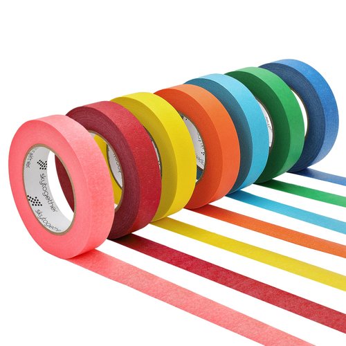 skytogether Colored Masking Tape 1 Inch Wide, Rainbow Color Masking Tape Colorful Masking Tape Colored Tape Rolls for Kids Classroom Painters Tape Colors Art Craft Tape, 1 Inch x 60 Yards, 7 Rolls
