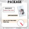 IMSOHOT Press on Nails Long Square Fake Nails Black French False Nail Tips Glossy Acrylic Nails with 3D Flower Charms Designs Full Cover Rhinestones Glitter Glue on Nails for Women 24Pcs