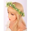 Wiwpar Boho Flower Headband Green Leaf Flower Fairy Wreath Headpiece Adjustable Bridal Flower Garland Headband Ribbon Wreath Christmas Holly Hair for Costume Wedding (Style3)