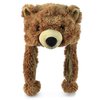 Puzzled Brown Grizzly Bear Hat - Soft Plush Animal Beanie with Ear Flaps, Cozy Fleece, Warm Winter Hat for Kids, Teens, Adults - One Size