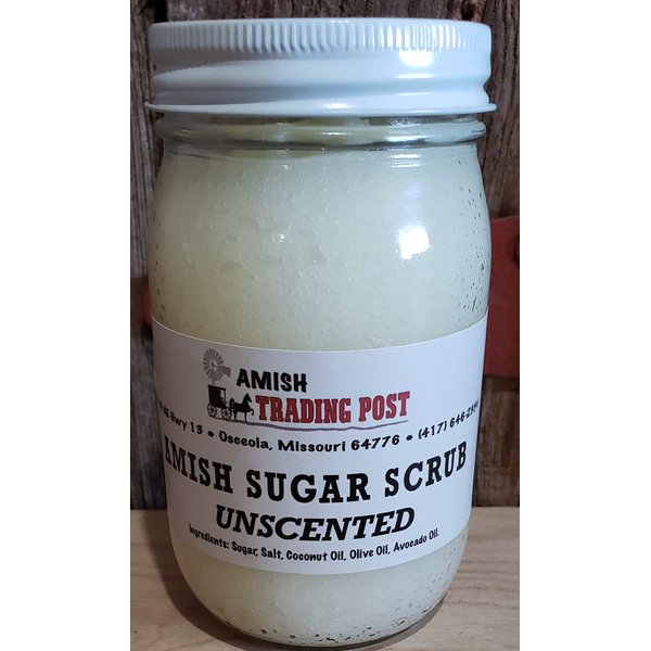 Amish Sugar Scrub all Natural Homemade Product! 1 pint glass jar Facial Scrub (Unscented)