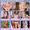 Body Glitter Roll on Festival Glitter Gel Makeup for Hair Face and Body Color Changing Glitter Gel Rave Party Makeup 25ml Sliver