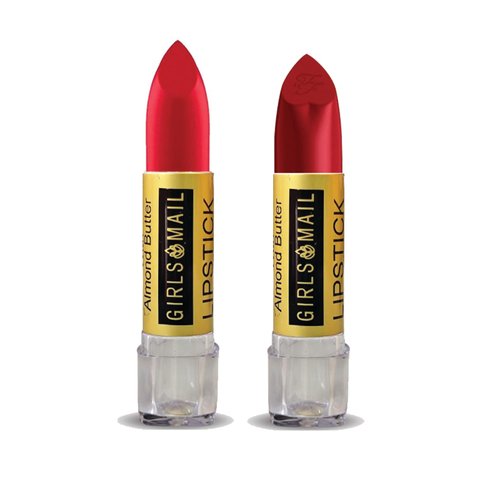 GIRLS MAIL Luminous Intense True Matte Dark Red Lipsticks Almond Oil Infused Dual Set Tinted Magic Lip Color Great for Black & White Woman Professional Makeup Artist Beautician Cosmetologist
