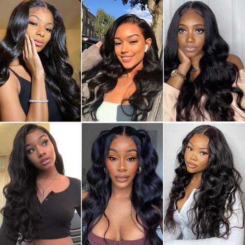 mdgfge Body Wave Wig Synthetic Wavy Brazilian Virgin Body Wave Human Hair Wigs for Black Women Long Curly Black Wig Hair Extensions Natural Black Color (26 inch)