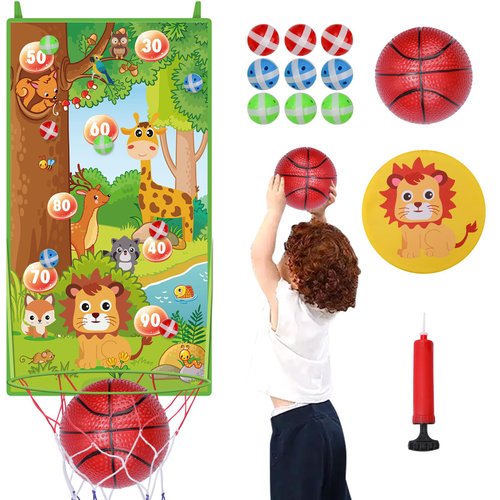 BooTaa Basketballs, Kids Basketball Hoop, 22" Dart Board for Kids, Flying Disc, Dart Board with Sticky Balls, Boys Toys, Indoor Outdoor Party Game Toys, Birthday Gifts for 3 4 5 6 7 8 Year Old Kids