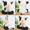 FCLEIH Cow Stuffed Animals, 9" Soft Cuddly Sit Cow and Cow Keychain, Cow Plush Animal Toy Great Gift for Kids (Black)