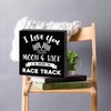 I Love You To The Moon And Back And All Around The Race Track Desk Decor Wooden Block Sign Racing Checkered Flags Decor, Wall Art Sign Boys Room Shelf Table Decor(6×6 Inch)