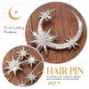Unicra Star Moon Bride Wedding Hair Pins Crystal Bridal Hair Pieces Rhinestone Goddess Hair Accessories for Women and Girls (Pack of 5) (Silver)