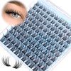 PHKERATA Natural Lash Clusters Wispy Eyelash Clusters 110 pcs Cluster Eyelash Extensions C Curl Individual Lashes 10-16 mm Mix Length Natural Look Lashes Clusters with Thin Lash Band