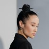 LALAFINA 3Pcs Leather Hair Barrette with Stick Oval Shape Hair Pins Hairpin Ponytail Holders Hair Stick Headdress Hair Styling Stick for Women Girls (Black)