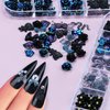 Kikonoke 2 Boxes 3D Flower Nail Charms Butterfly Bow Snake Rabbit Bear Shaped Nail Art Rhinestones Gems for DIY Nail Art Decoration Making Craft (Black)