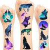Galaxy Wolf Temporary Tattoo Sticker For Men Women Kids, 20 Sheet Wolf Themed Tattoos Wolf Party Decoration Supplies Party favors