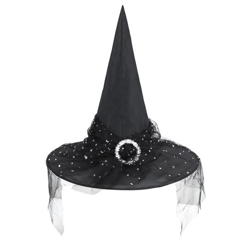 Zando Kids Halloween Witch Hat For Girls Women Lace Witches Hats for Decoration Wizard Hat Witch Kids Halloween Hat for Halloween Party Veil Toddler Witches Hat Black Witch Hat