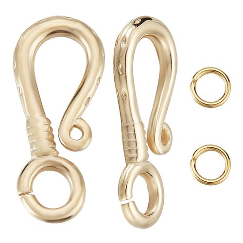 Beebeecraft 1 Box 10Pcs S Hook Clasps 24K Gold Plated Hook Ring Toggle Clasps Connectors with 20Pcs Open Jump Rings Wire Hanger Jewelry Findings for DIY Necklace Bracelet Making