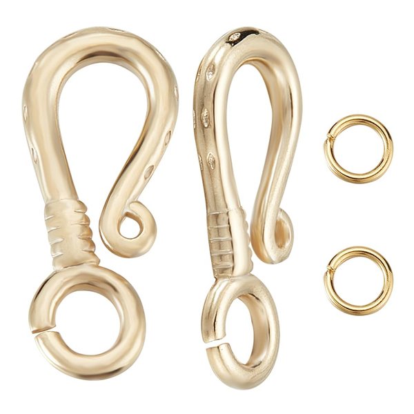 Beebeecraft 1 Box 10Pcs S Hook Clasps 24K Gold Plated Hook Ring Toggle Clasps Connectors with 20Pcs Open Jump Rings Wire Hanger Jewelry Findings for DIY Necklace Bracelet Making