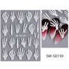 5D Halloween Skeleton Nail Decals 2pcs Retro Relief Skeleton Hand Nail Stickers Self-Adhesive White Skeleton Hand Bone Designs Stickers for Nails Halloween Back Glue Nail Accessories for Women