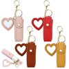 Arvintas 4 PACK PU Leather Potable Chapstick Holder Key Chain Bulk with Mirror, Lipstick Holder Keychain, Lip Balm Organizer Holder Lipstick Travel Makeup Storage Case for Women Girls (Style 2)