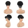 Aisaide Gray Headband Wigs for Black Women,Afro Headband Wig Synthetic Short Curly Wigs Afro Kinky Curly Black Wig with Bangs Wrap Wigs 2 in 1 Head Wrap Wig with Headband Attached Turban Wig