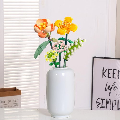 LEBERY Mini Bricks Flower Bouquet - Artificial Flowers Building Set 456Pcs Building Blocks Flower Bouquet Micro Botanical Collection DIY Simulation Plant Toy for Home Birthday Valentine Surprise