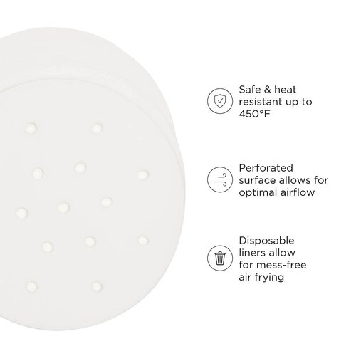 Chefman Disposable Air Fryer Liners, Heat-Resistant Parchment Paper For Baskets, 100 Pack, 5.5” Round
