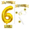 40 Inch Gold Number Balloons, Helium Mylar Foil Number Balloons for Birthday, Number 6 Balloon for 6st Birthday Decorations for Kids, Anniversary Party Decorations Supplies