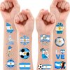 100 PCS Argentina Soccer Flag Temporary Tattoos Themed Birthday Party Decorations Supplies Decor Favors Football Blue Argentinian Tattoo Stickers Gifts For Game Boys Girls Class School Prizes Carnival