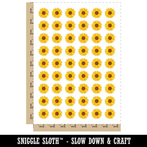 Fancy Blooming Sunflower Flower Temporary Tattoo Water Resistant Fake Body Art Set Collection - 54 1" Tattoos (1 Sheet)