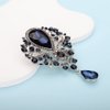 Rumtock Dark Blue Rhinestones Elegant Silver Brooch for Women Girls Spark Jewelry Prom Dancing Ball