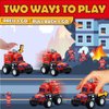 GEIQWNTOY Fire Truck Toy Cars for Boys Girls Ages 2-4 - 4 Pack Press N Go Toy Cars for Toddlers 1-3 Emergency Vehicle Toys for 1 2 3 Year Old Birthday Gift, Pull Back Cars for Construction Sand Box