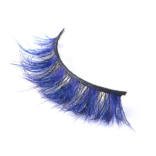 FOXSCOS Color Eyelashes,Beautiful Natural Colorful False Eyelashes,Halloween 3D Mink Color lashes,100% Siberian Mink Color 18mm Short Style 1 pair(Blue black)