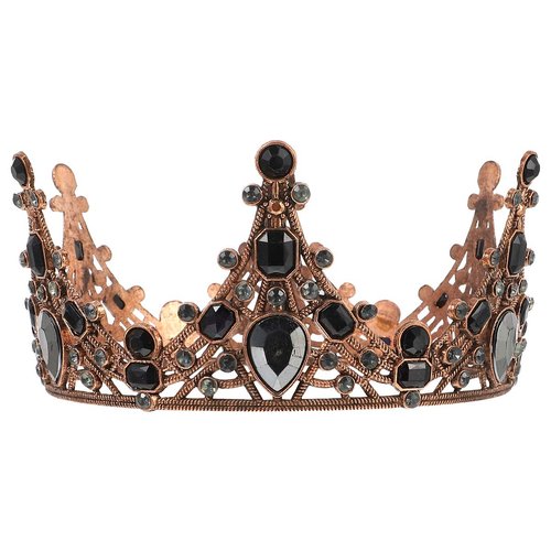 Lurrose Baroque Queen Crown Bride Wedding Vintage Rhinestones Crown Headdress Hair Accessory for Women Prom Halloween Pageant
