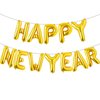 16 Inch Gold Happy New Year Letter Balloons, Big 2025 Happy New Year Letter Balloons Foil Gold Balloons for 2025 Happy New Year Eve Celebration Decorations Party Supplies New Years 2025 Balloons Gold