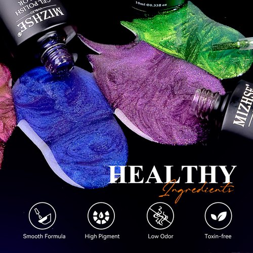 MIZHSE 9D Cat Eye Gel Nail Polish, Magnetic Cat Eye Gel Polish Set, 10ml*6 with 2 Magnets, Classic Colors Chameleon Magic Galaxy Effect Soak off Nail Art, Sparkle Stunning Gel Polish Gift for Women