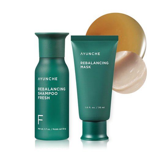 AYUNCHE Fresh Rebalancing Shampoo 1.76oz + Rebalancing Hair Mask Mini Kit 1oz [For Oily Scalp] | ...