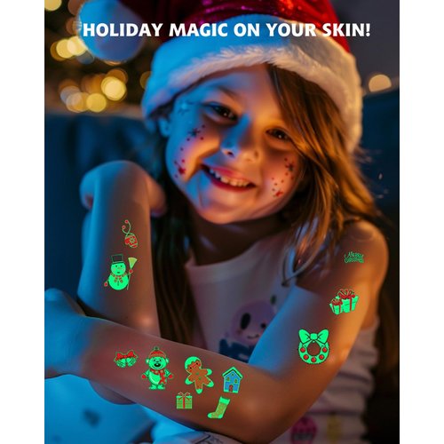 Stockings Stuffers for Boys Girls,Christmas Temporary Tattoos for Kids, 10 Sheets Xmas Tattoo Stickers - Waterproof Tattoos for Boys Girls Birthday Party Favors, Holiday Stocking Stuffers & Gift