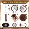 Outus 21 Pcs Western Party Hanging Decoration Wagon Wheel Paper Fans Brown Paper Pom Poms Country Western Hanging Fans Tissue Paper Flower for Wild Western Cowboy Themed Birthday Party Supplies Decor