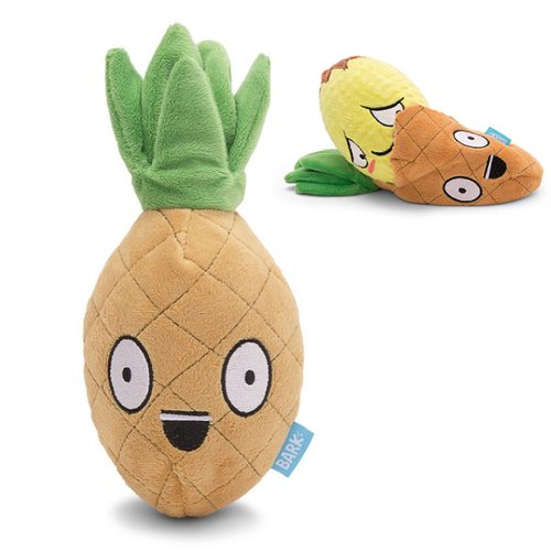 BARK Dog Toy 2 in 1 Interactive - Plush Exterior with Squeaker & Crinkle Material, Tearable Dog Toy with Squeaky Spikey Ball Inside, Ideal for Toy Destroyers | Penny The Pineapple, Small